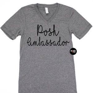 PosherSwag Gray V-Neck "Posh Ambassador" Tee